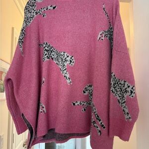 Chic Pink Animal Print Sweater